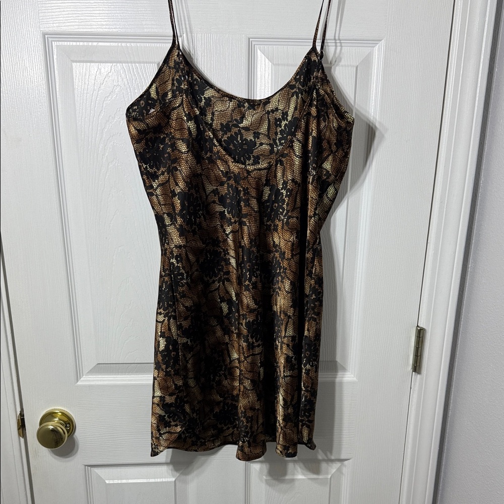 Secret Treasures Black and Brown Lace Mini Dress
